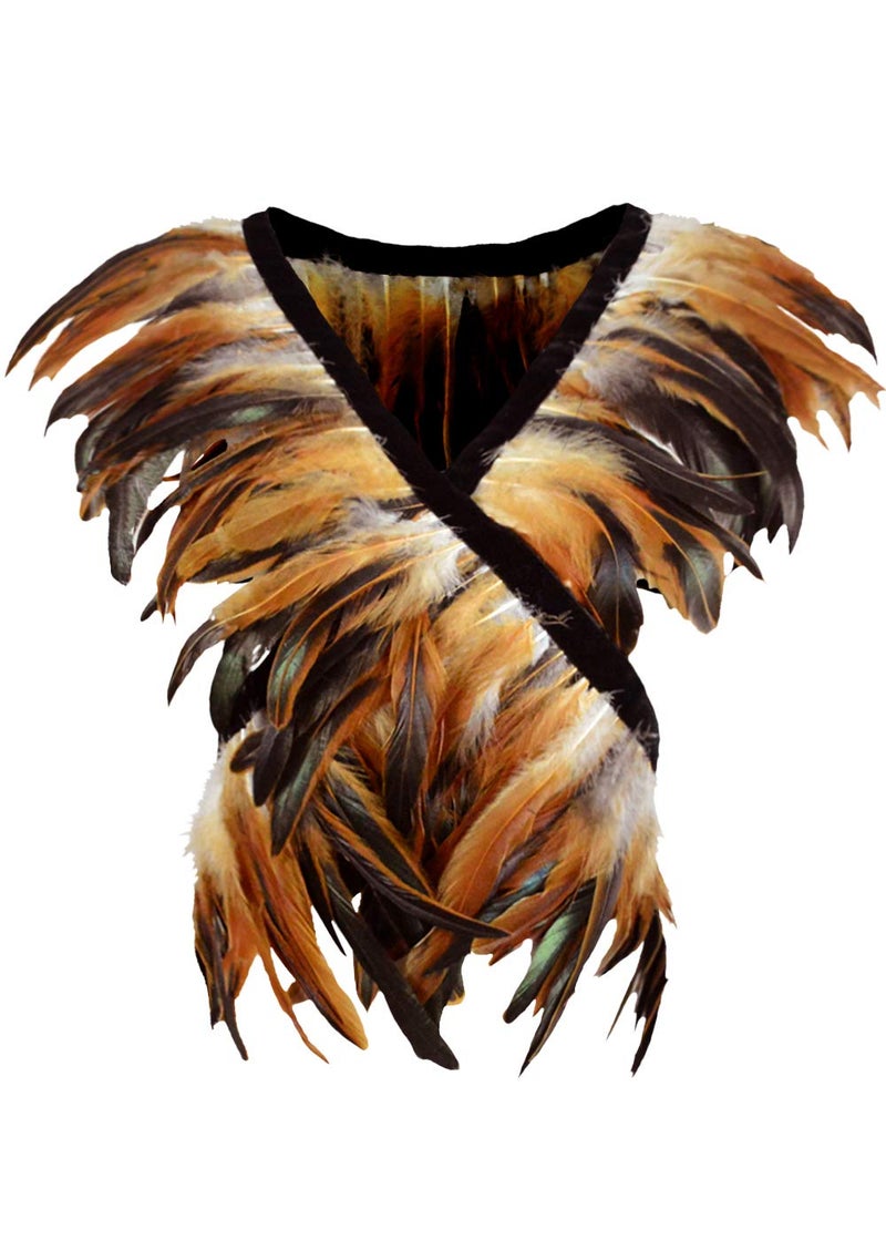 L'VOW Feather Boa Ribbon Punk Gothic Shawl Crow Witch Costume for Halloween(Brown) - Image 5